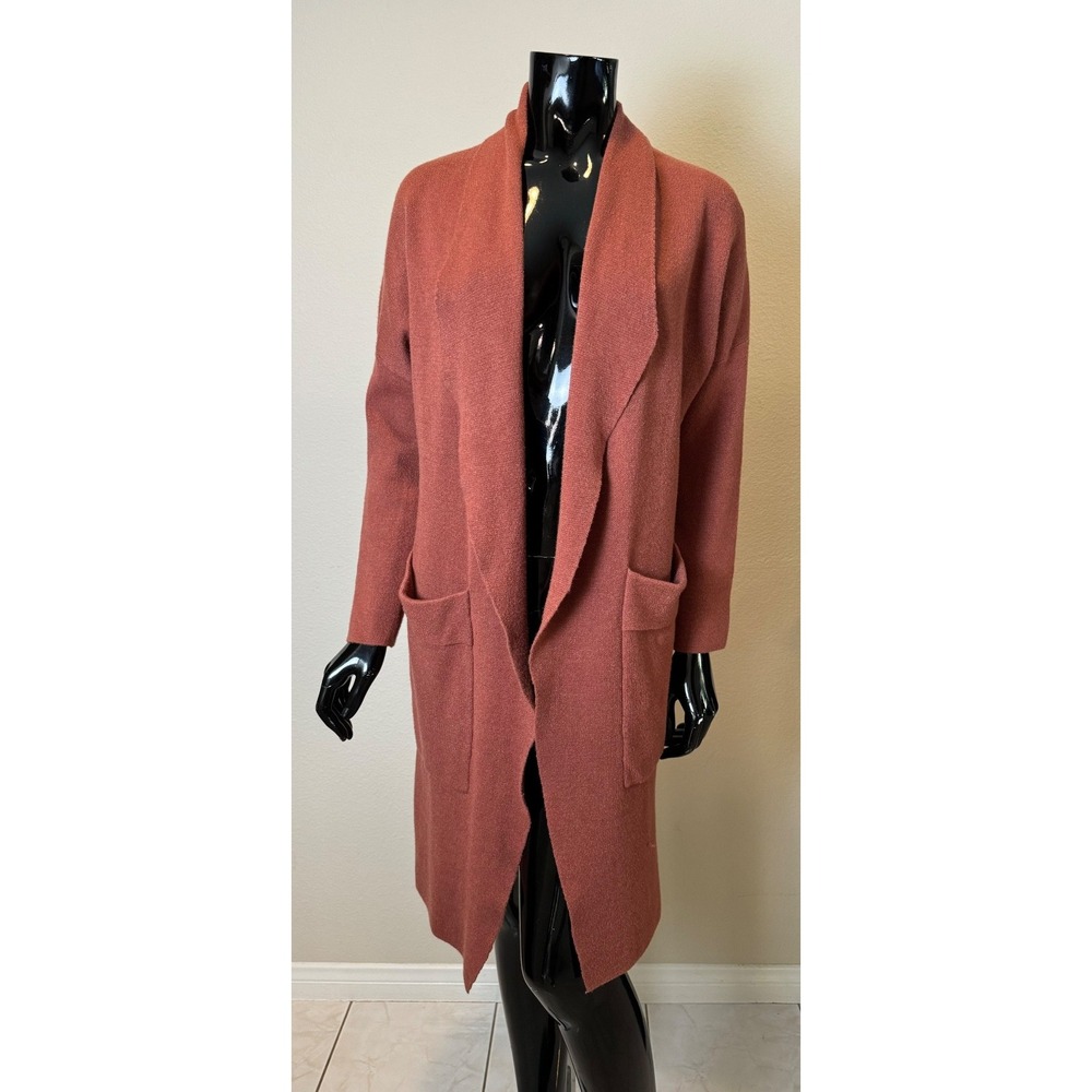 ANRABESS Long Cardigan Women's Small Rust Open Front Duster Sweater Coat Pockets